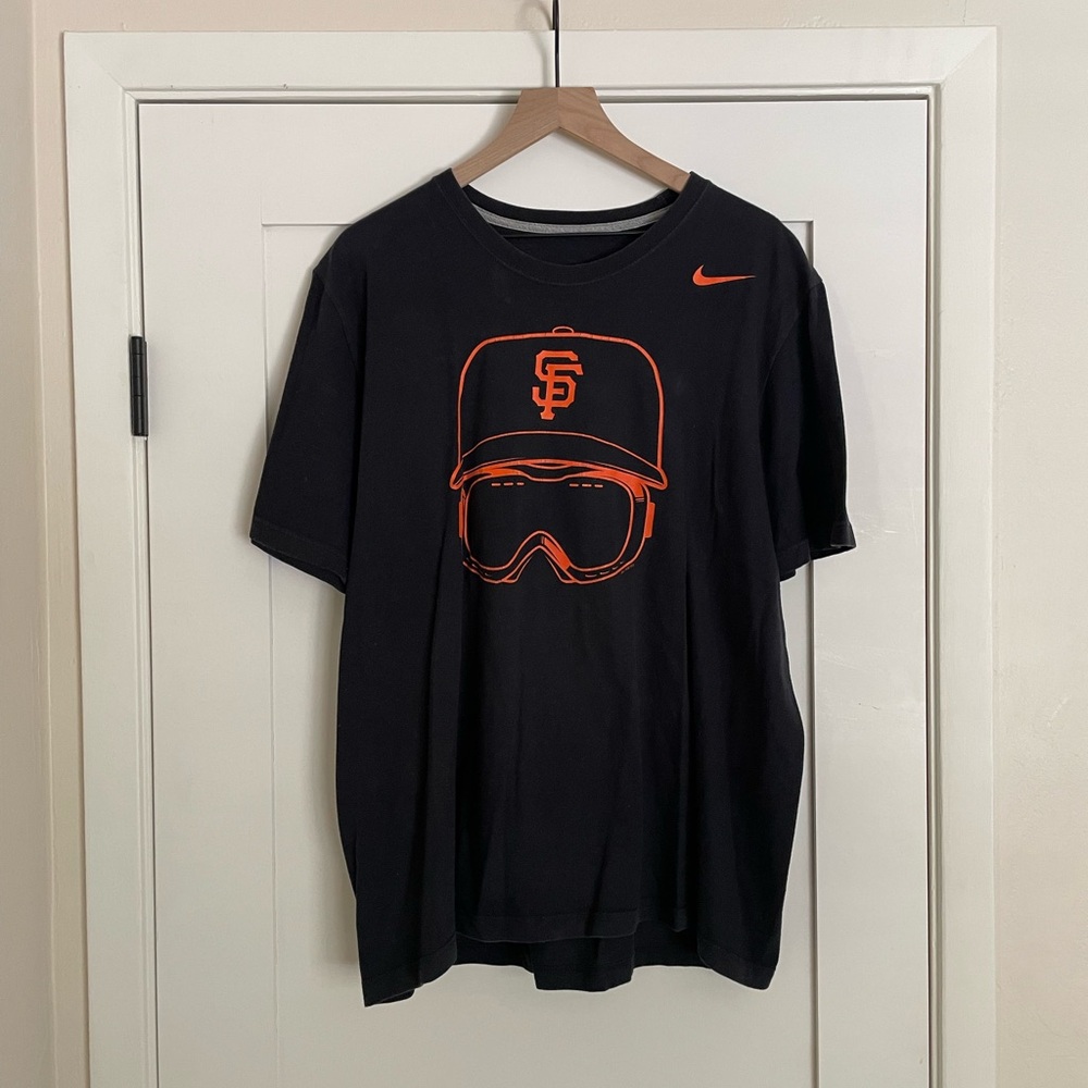 Nike 2012 Baseball SF Giants MLB World Series Black Tee with Orange Print
